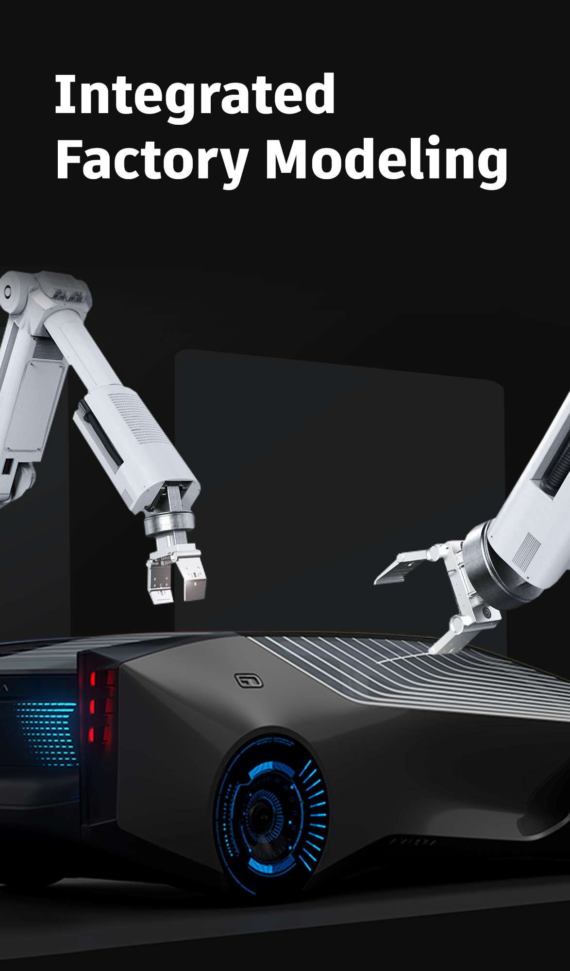 Zwei Roboterarme arbeiten an einem Gerät, das Bild trägt die Headline 