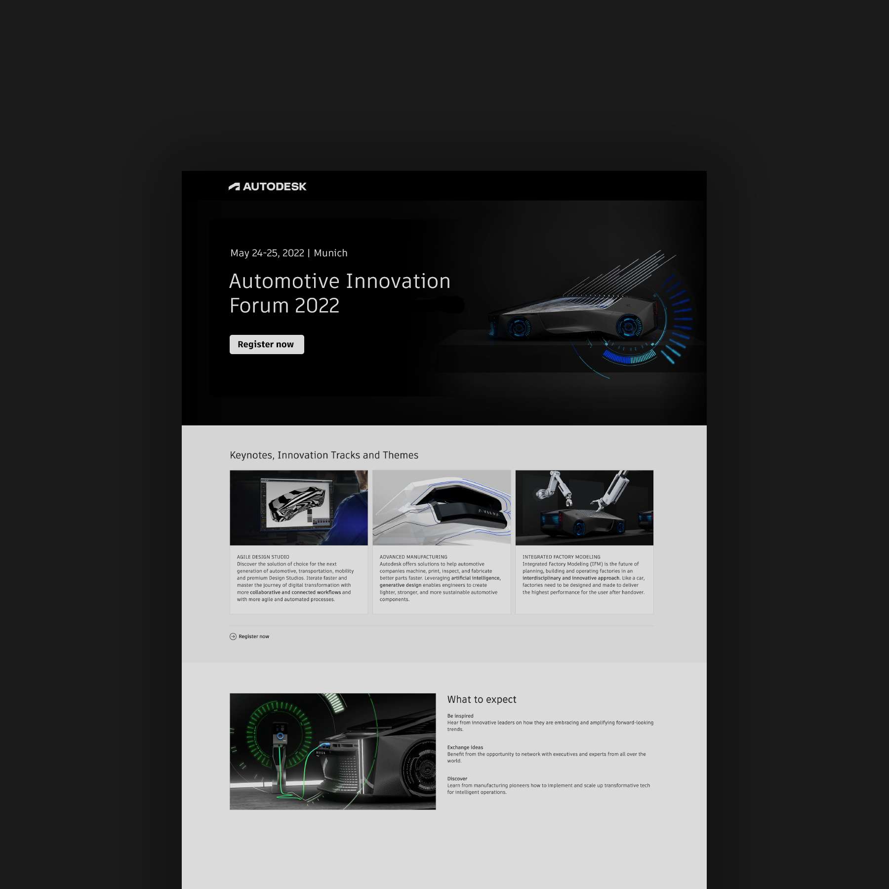 Screenshot von der Registrierungsseite zum Automotive Innovation Forum 2022